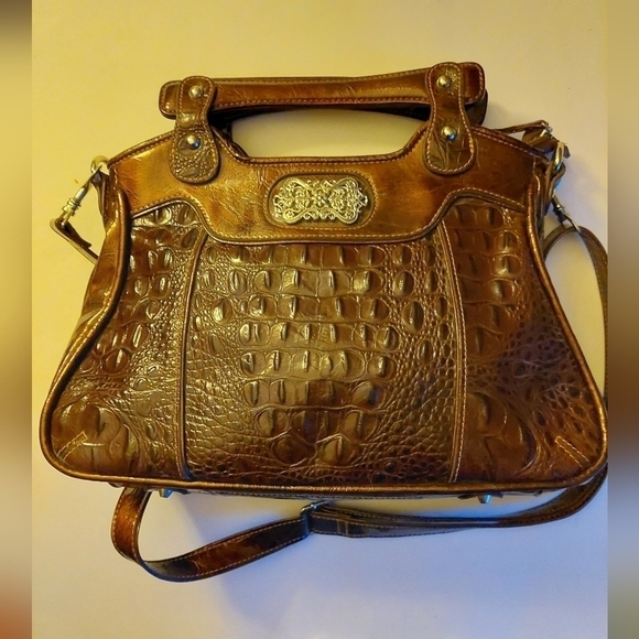 Vintage* MC Marc Chantal Croc Embossed Handbag Satchel - Picture 1 of 11